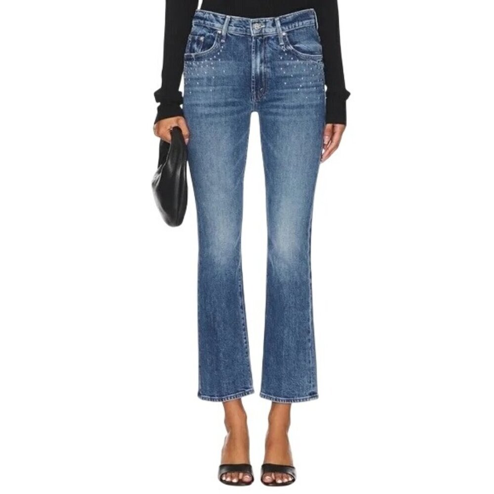 Mother Superior The Insider Flood Metal Magic Studded Crop Jeans Womens Size 32